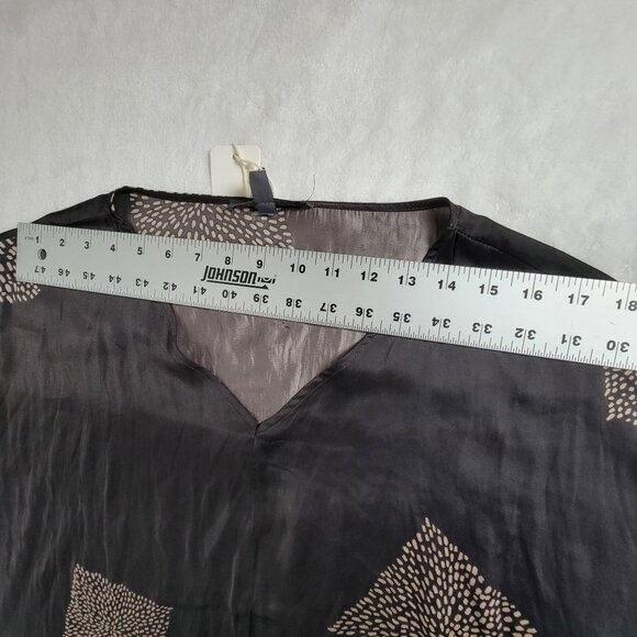 Grade & Gather Womens Black Printed V-Neck Balloon Sleeve Top Blouse Large New - Picture 5 of 9